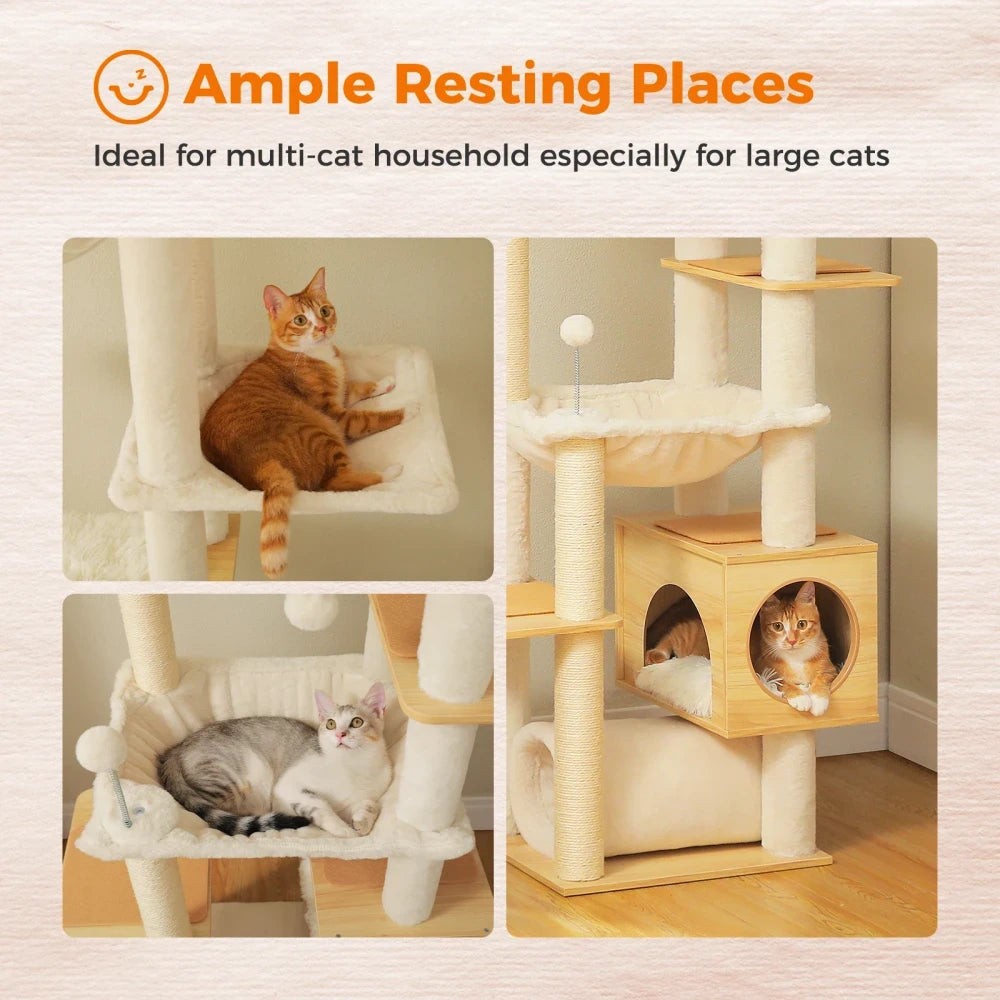 Floor to Ceiling Wooden Cat Tower
