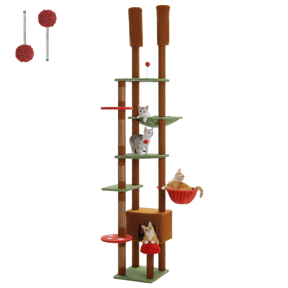 Floor to Ceiling Wooden Cat Tower