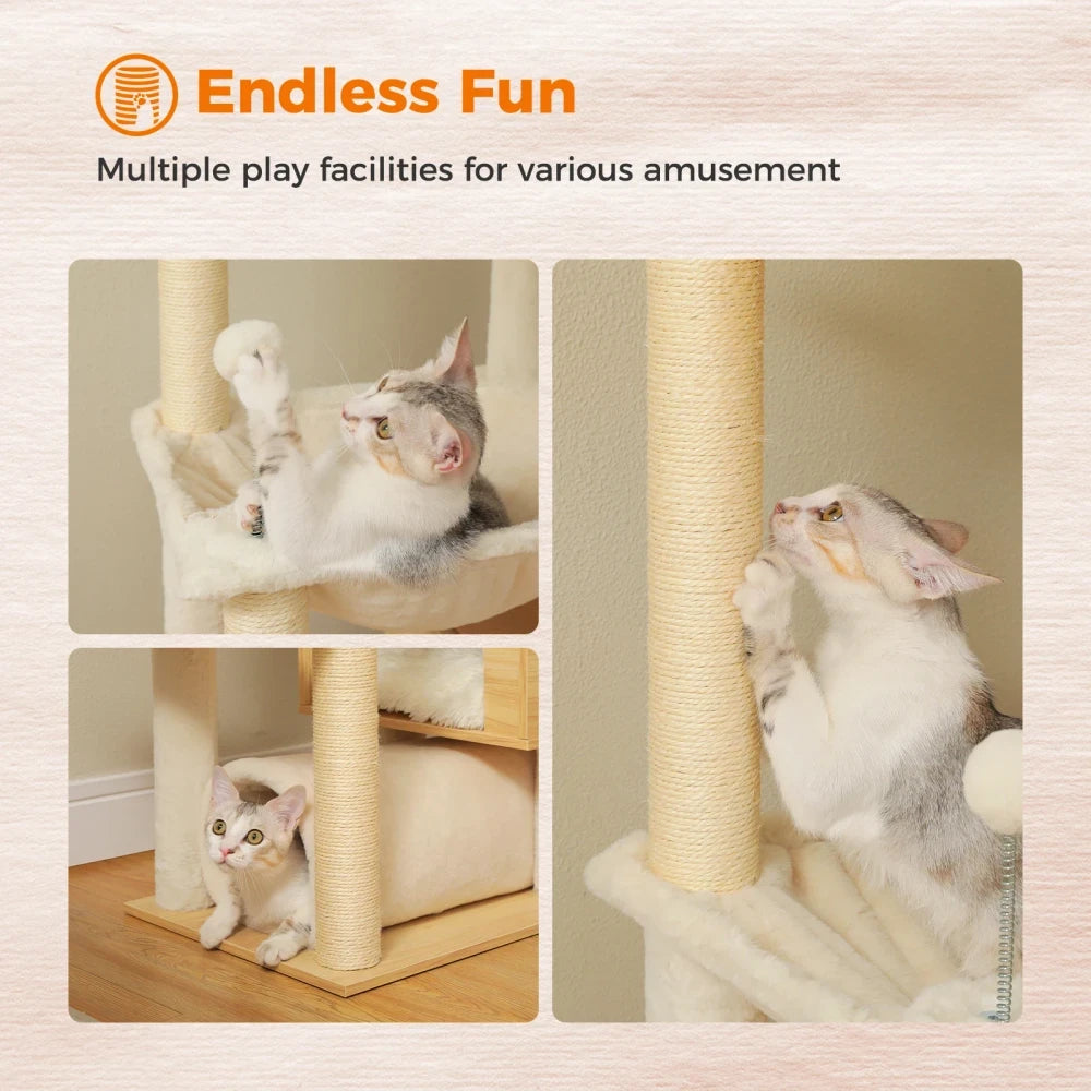 Floor to Ceiling Wooden Cat Tower