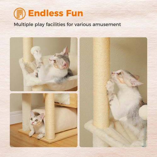 Floor to Ceiling Wooden Cat Tower
