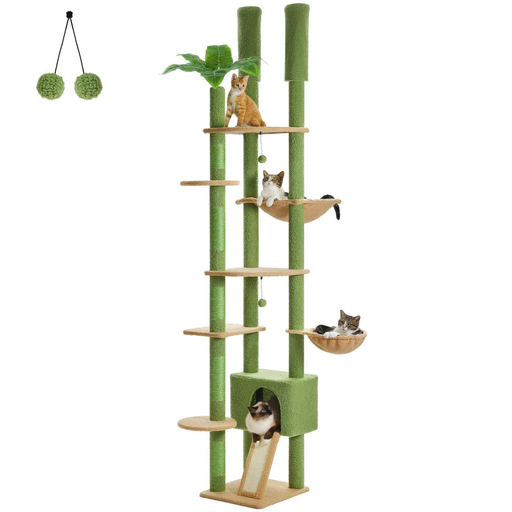 Floor to Ceiling Wooden Cat Tower