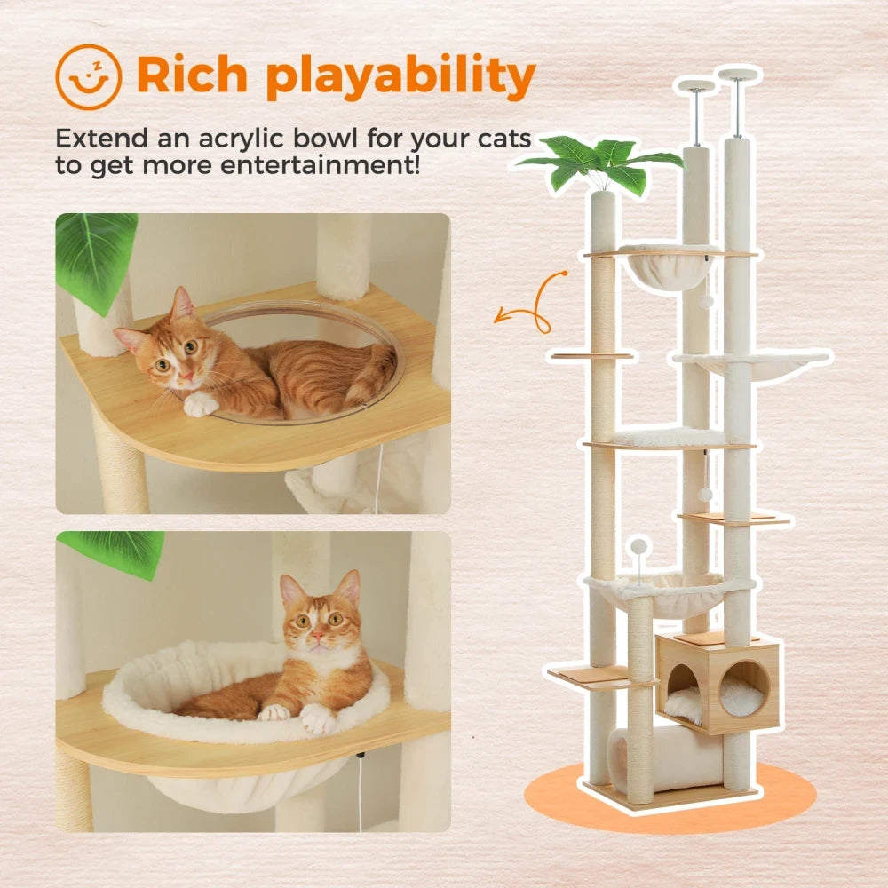 Floor to Ceiling Wooden Cat Tower